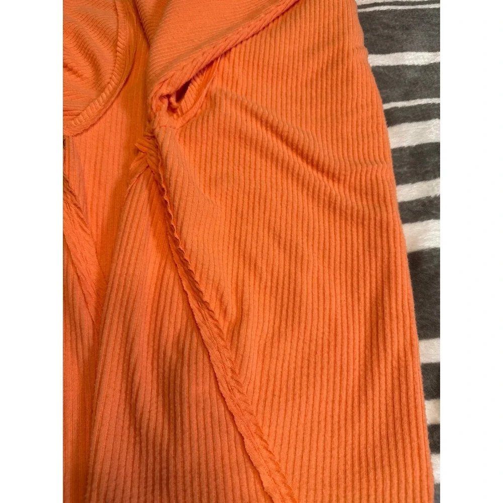 Out From Under Urban Outfitters Orange Ribbed Hooded Cardigan Cozy‎ Y2K Womens S